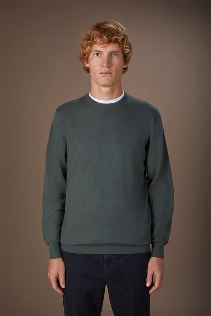 Men's regular fit crew neck jumper in wool and cotton