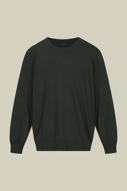 Men's regular fit crew neck jumper in wool and cotton