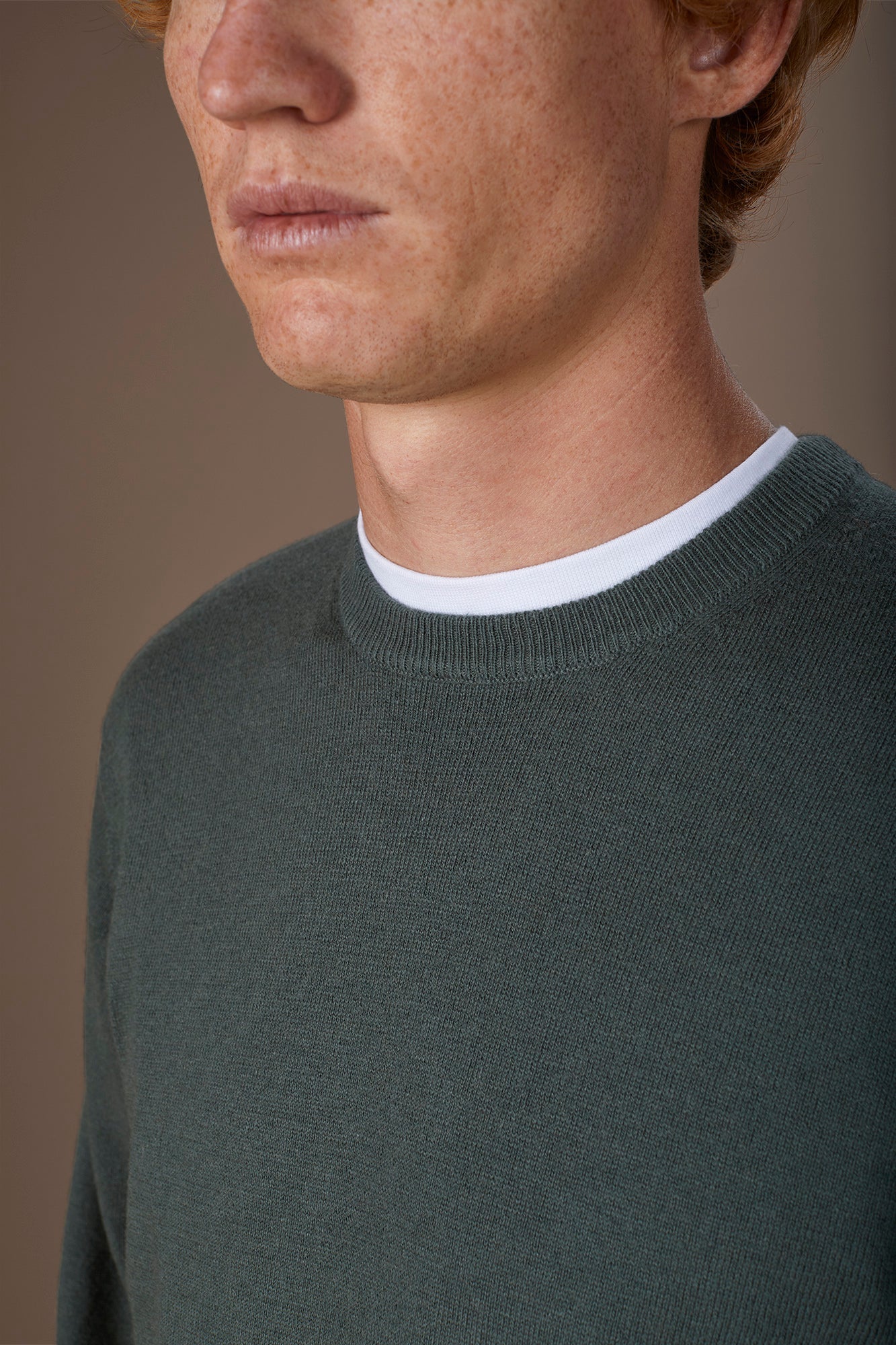 Men's regular fit crew neck jumper in wool and cotton