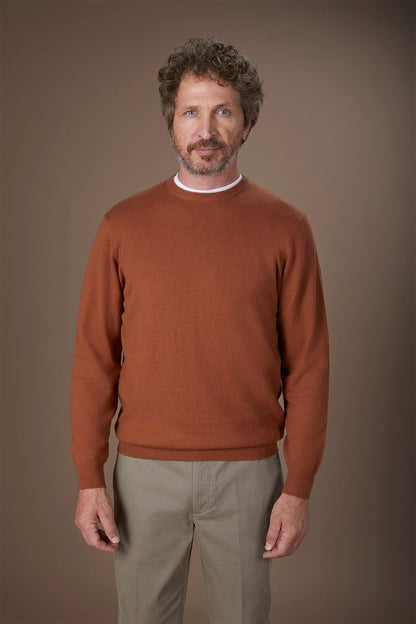 Men's regular fit crew neck jumper in wool and cotton