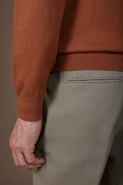 Men's regular fit crew neck jumper in wool and cotton