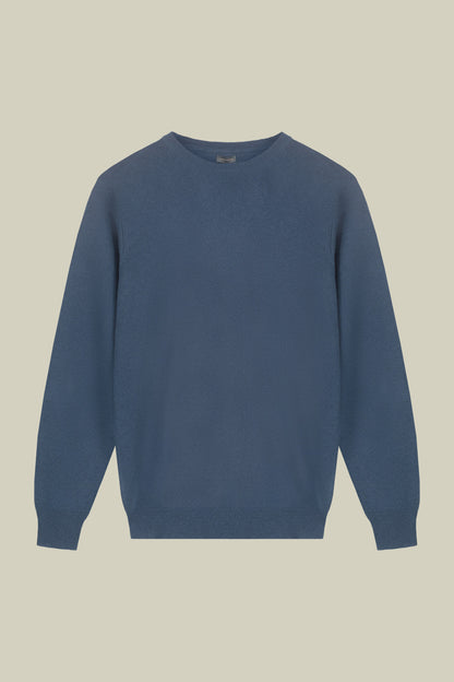 Men's regular fit crew neck jumper in wool and cotton
