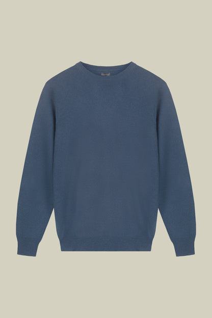 Men's regular fit crew neck jumper in wool and cotton