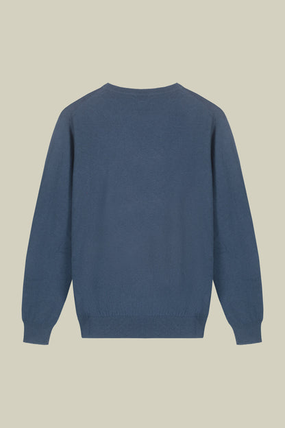 Men's regular fit crew neck jumper in wool and cotton