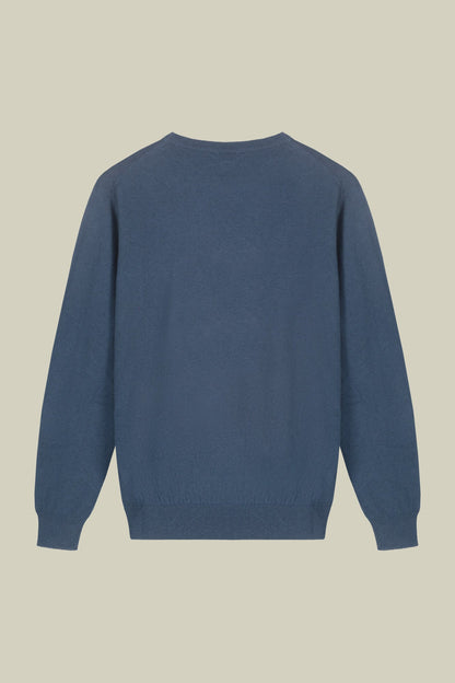 Men's regular fit crew neck jumper in wool and cotton