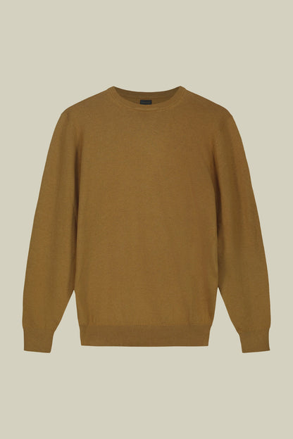 Men's regular fit crew neck jumper in wool and cotton