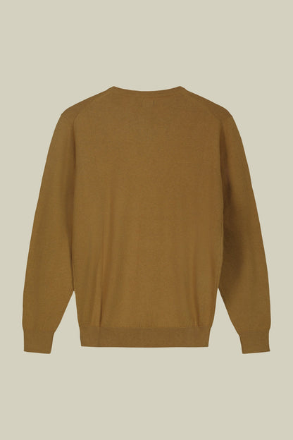 Men's regular fit crew neck jumper in wool and cotton
