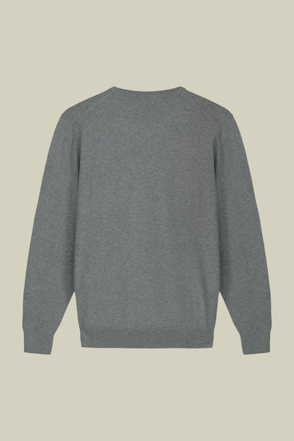 Men's regular fit crew neck jumper in wool and cotton