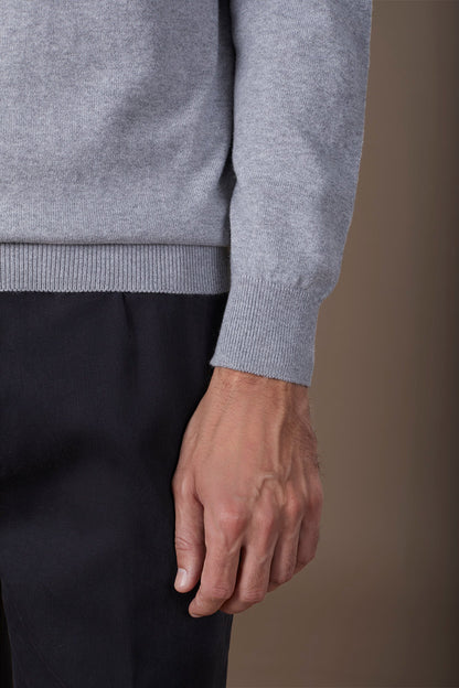 Men's regular fit crew neck jumper in wool and cotton