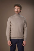 Men's regular fit high neck jumper in wool and cotton