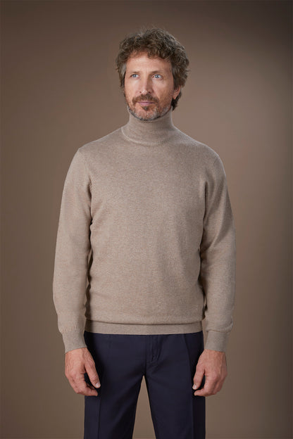 Men's regular fit high neck jumper in wool and cotton
