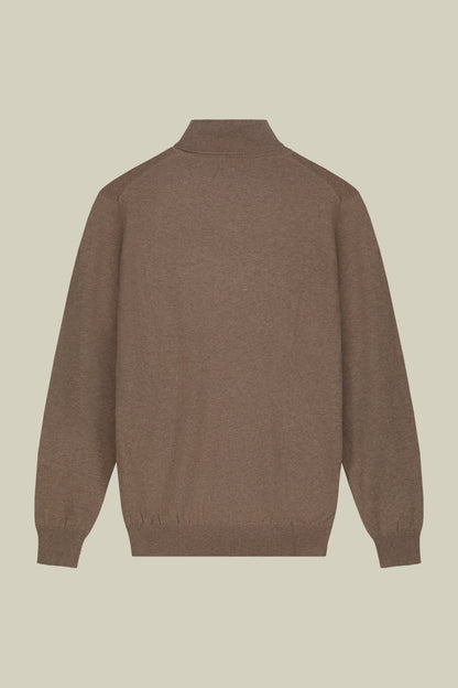 Men's regular fit high neck jumper in wool and cotton