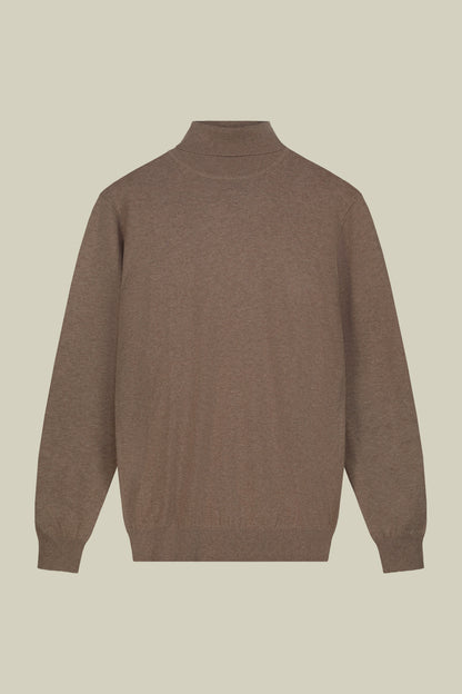 Men's regular fit high neck jumper in wool and cotton