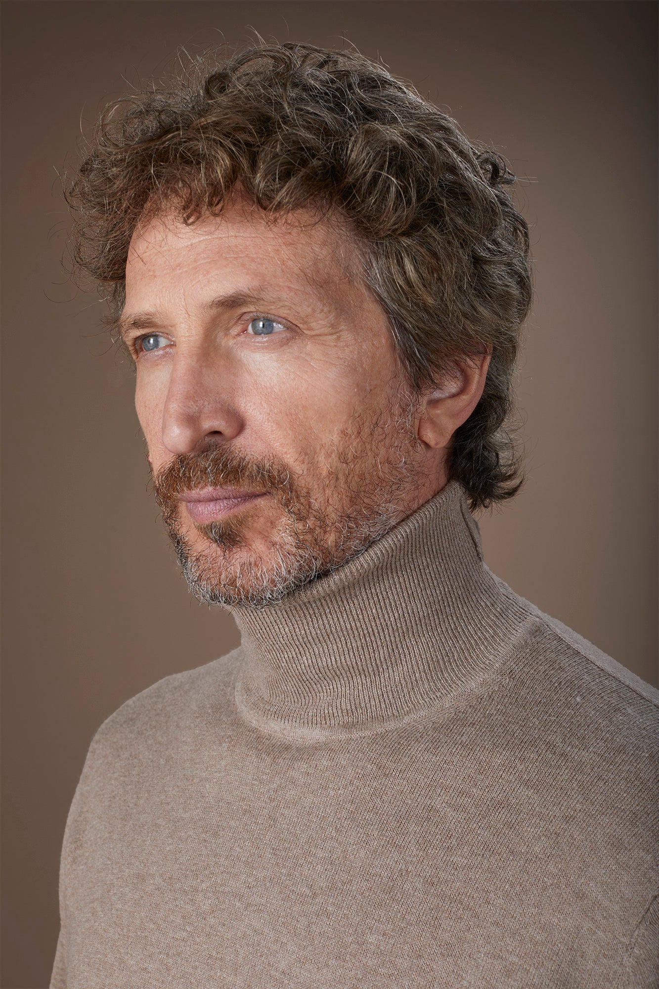 Men's regular fit high neck jumper in wool and cotton