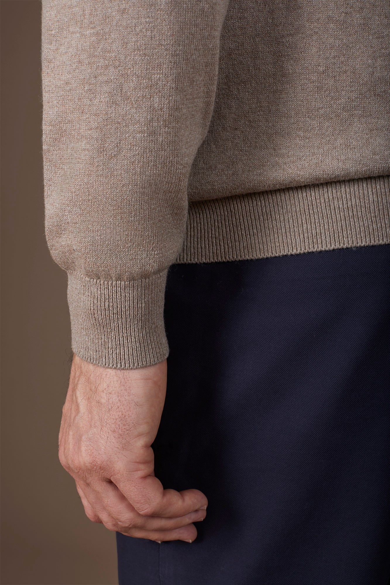 Men's regular fit high neck jumper in wool and cotton