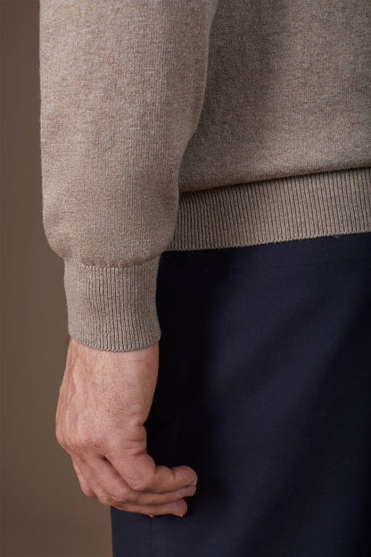 Men's regular fit high neck jumper in wool and cotton