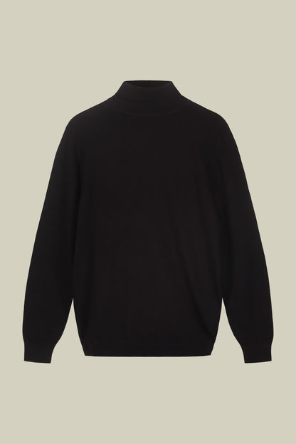 Men's regular fit high neck jumper in wool and cotton