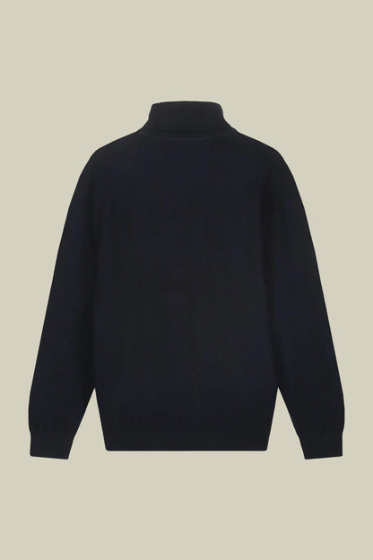 Men's regular fit high neck jumper in wool and cotton