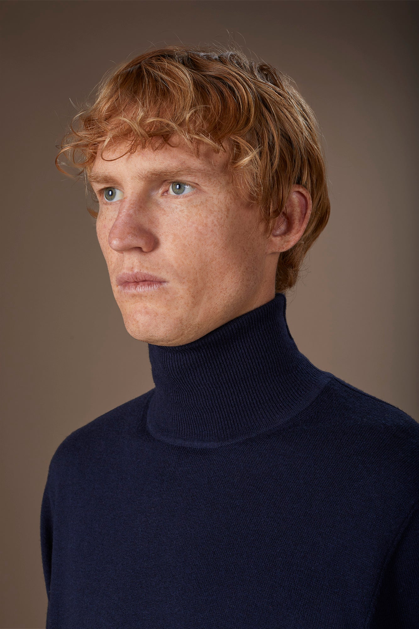 Men's regular fit high neck jumper in wool and cotton
