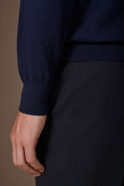 Men's regular fit high neck jumper in wool and cotton