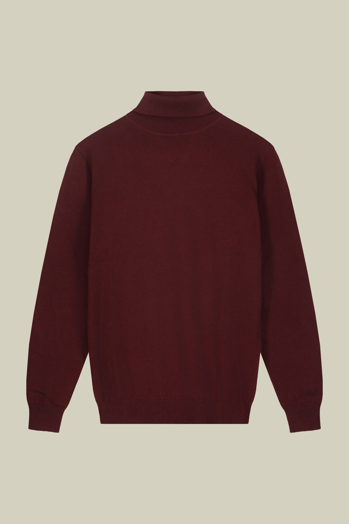 Men's regular fit high neck jumper in wool and cotton