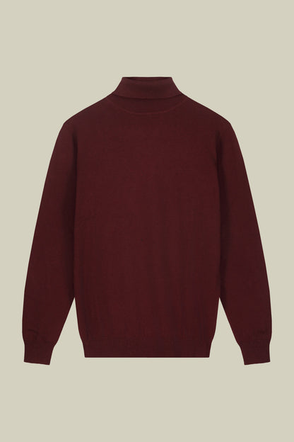 Men's regular fit high neck jumper in wool and cotton