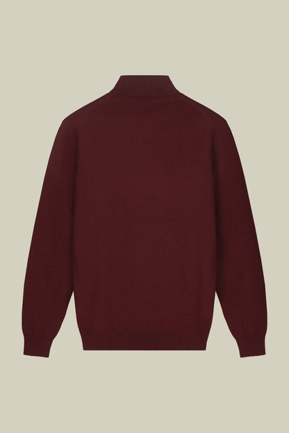 Men's regular fit high neck jumper in wool and cotton