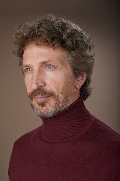 Men's regular fit high neck jumper in wool and cotton