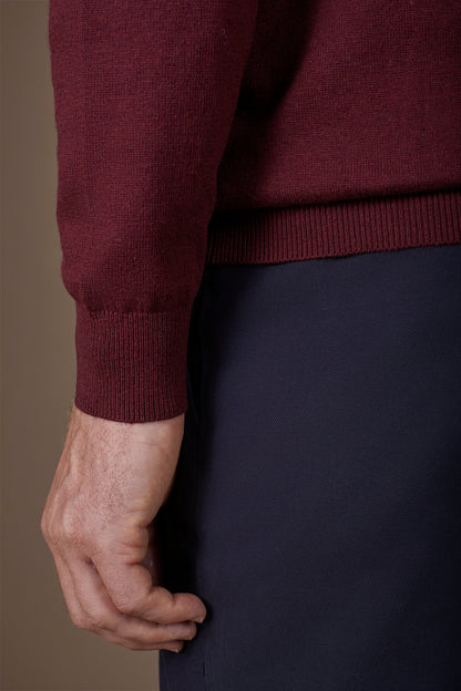 Men's regular fit high neck jumper in wool and cotton