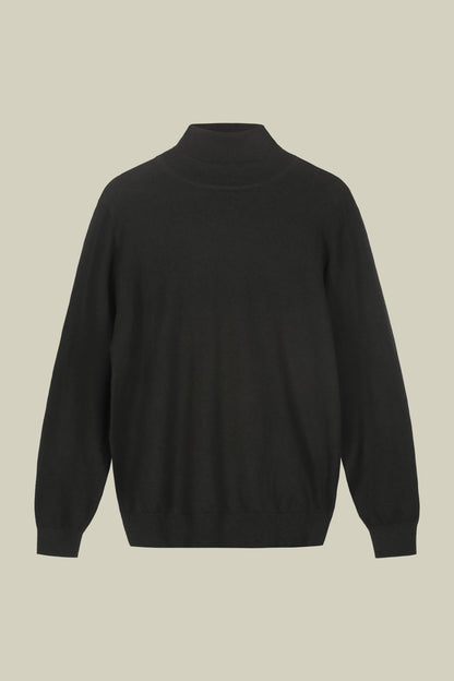 Men's regular fit high neck jumper in wool and cotton
