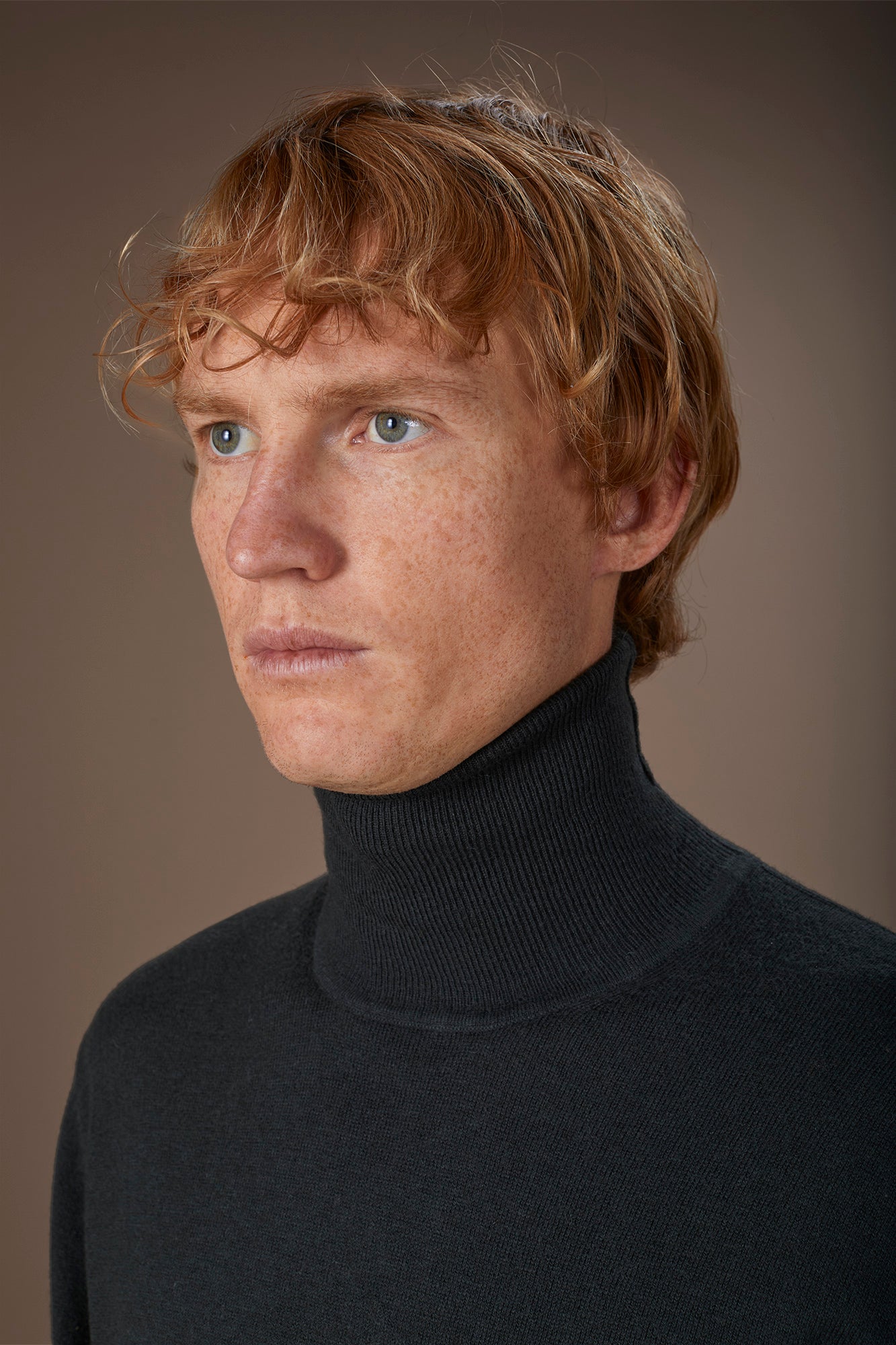 Men's regular fit high neck jumper in wool and cotton
