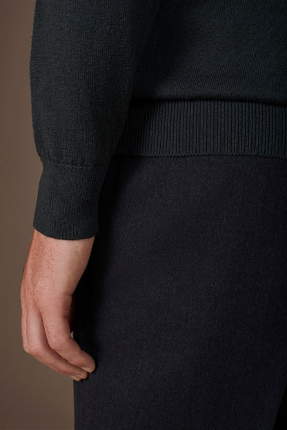 Men's regular fit high neck jumper in wool and cotton