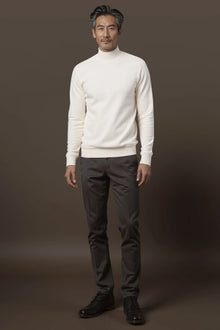 Men's regular fit high neck jumper in wool and cotton