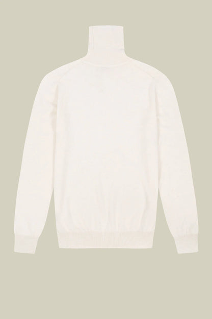 Men's regular fit high neck jumper in wool and cotton