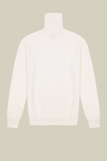 Men's regular fit high neck jumper in wool and cotton