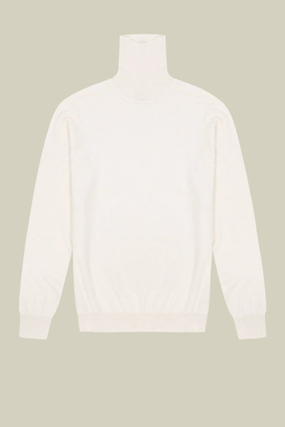 Men's regular fit high neck jumper in wool and cotton