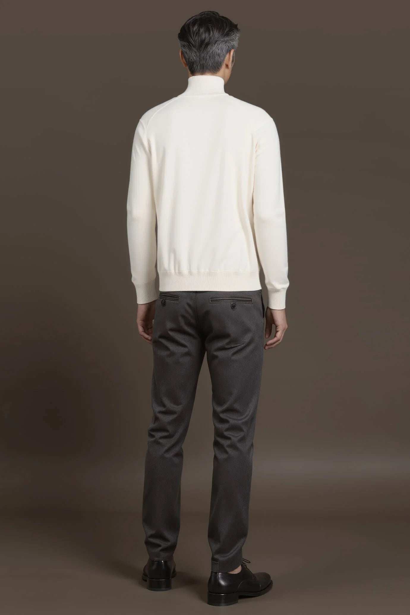 Men's regular fit high neck jumper in wool and cotton