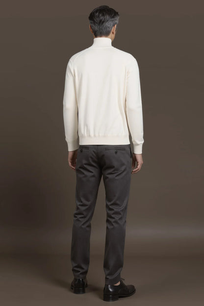 Men's regular fit high neck jumper in wool and cotton