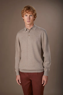Men's polo shirt in wool and cotton blend regular fit