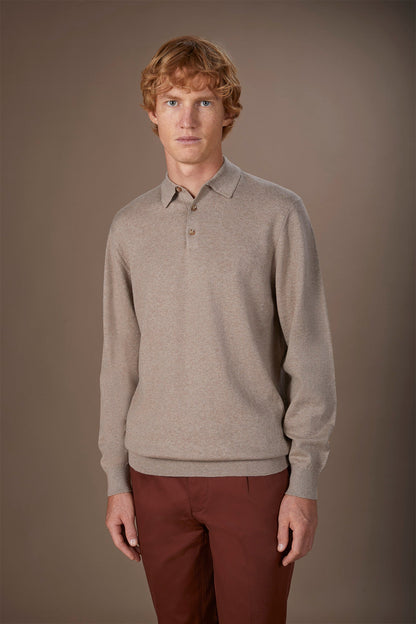 Men's polo shirt in wool and cotton blend regular fit