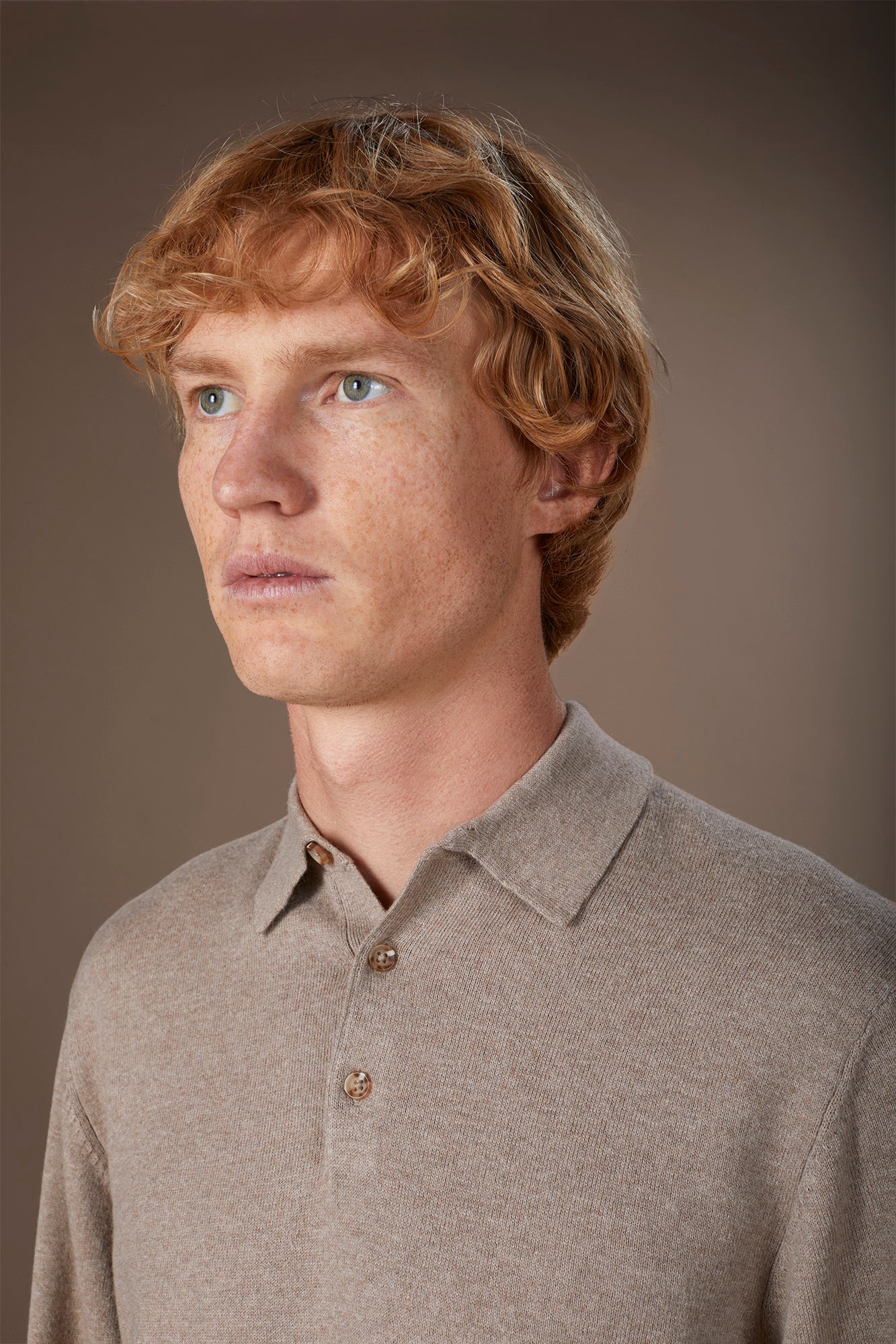 Men's polo shirt in wool and cotton blend regular fit