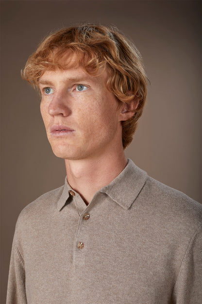 Men's polo shirt in wool and cotton blend regular fit