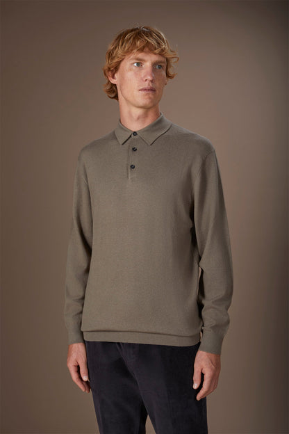 Men's polo shirt in wool and cotton blend regular fit
