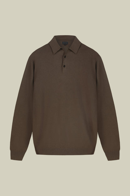 Men's polo shirt in wool and cotton blend regular fit