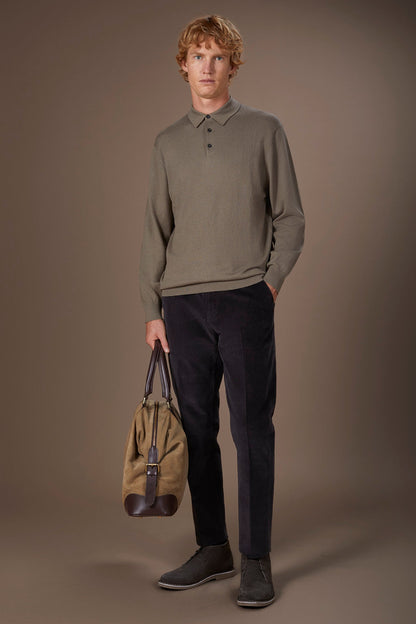 Men's polo shirt in wool and cotton blend regular fit