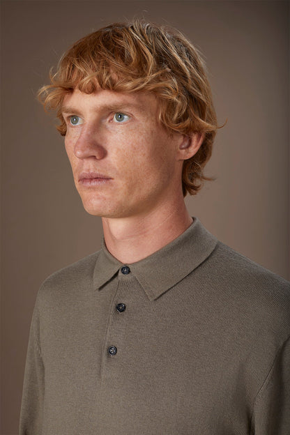 Men's polo shirt in wool and cotton blend regular fit