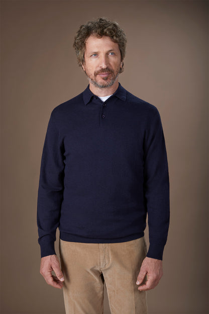 Men's polo shirt in wool and cotton blend regular fit
