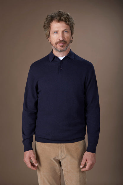 Men's polo shirt in wool and cotton blend regular fit