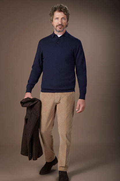 Men's polo shirt in wool and cotton blend regular fit