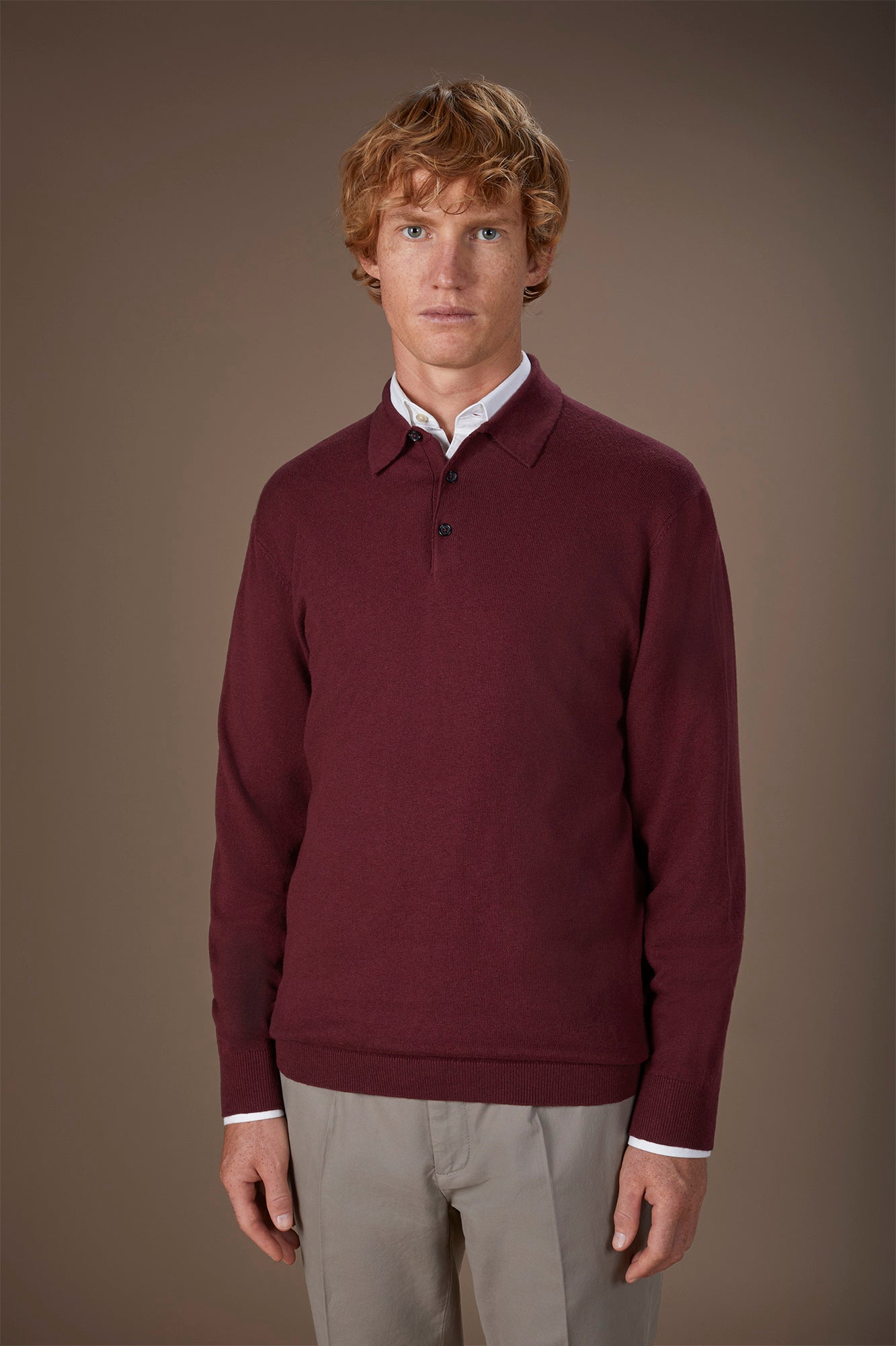 Men's polo shirt in wool and cotton blend regular fit